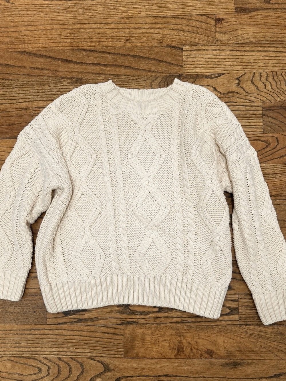 Princess Polly Cream Cable Knit Crew Sweater